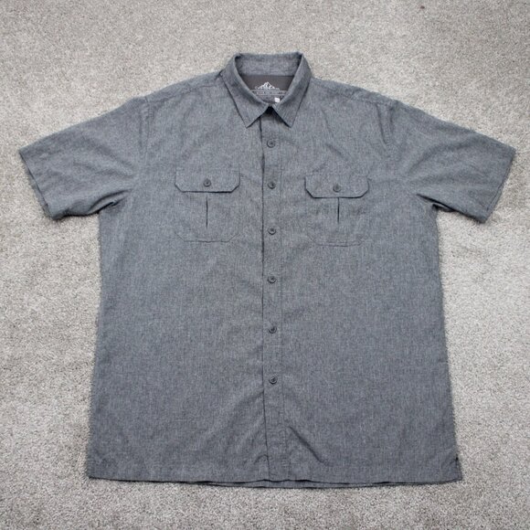 Croft & Barrow Quick Dry Shirt Mens Large Gray Polyester Short Sleeve Button Up - Picture 1 of 12